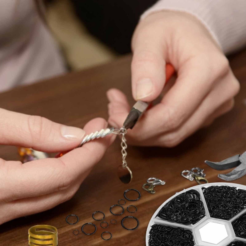 Vukasi 1100Pcs Open Jump Rings  Black Jump Rings Set 304 Stainless-Steel O Ring Connectors Open Rings for Bracelet Earrings Necklace Jewelry Making (4/5/6/7/8/10mm) - Image 5